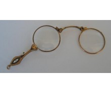 Lesehilfe Lorgnon vergoldet mit Email antik Klapp brille um 1900 
