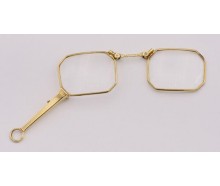 Lesehilfe Lorgnon in 14 Kt. 585 Gold antik Stielbrille um 1900 mit Etui