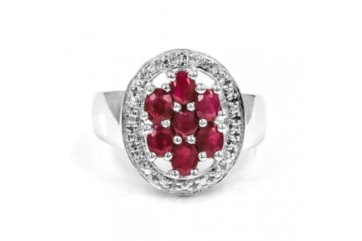 Ring mit Rubin Rubine in 925 Silber Sterling Damen 53 Edel!