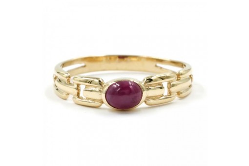 Ring Kette mit Rubin Cabochon Rubine in 8 Kt. 333 er Gold Grösse 55 top!