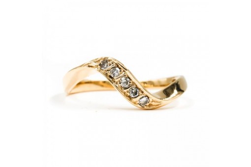 Ring mit 5 Diamanten diamonds 0,05 ct. in 14 Kt. 585 Gold Grösse 48 fein