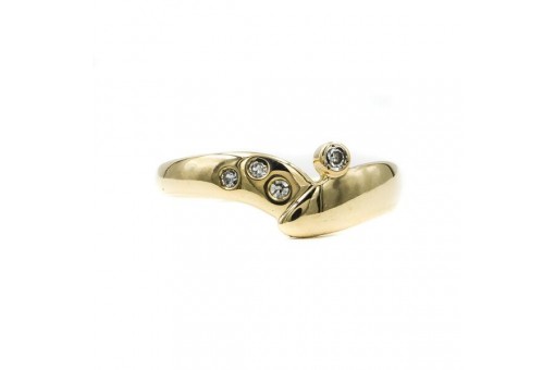 Ring mit 4 Brillanten Diamanten 0,04 ct. in 14 Kt. 585 Gold Gr. 50