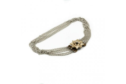 Sechsreihige Kropfkette in 800 Silber Siver mit Perle für die Tracht Dirndl 