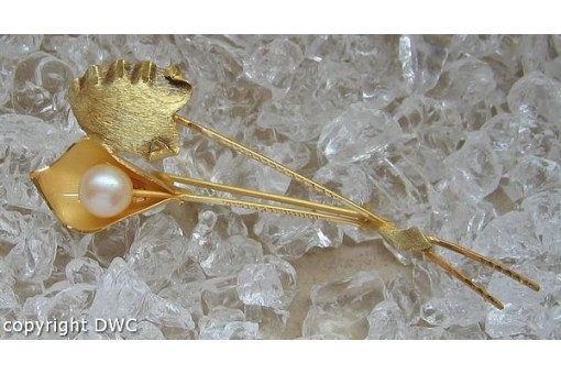 Ansteck Nadel Broschen in 750 er 18 Kt. Gold Nadel mit Perlen Perle