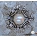 Ketten Schliesse Verschluss in 18 Kt Weiss gold mit Perle Diamanten Brillanten