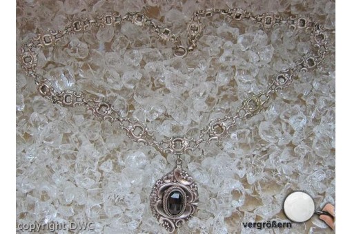 Hals Kette in Silber Collier  835 Silber mit Granat Trachten antik Länge 40 cm