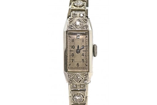 DAU Damen Armband Uhr mit Diamanten Brillanten Art Deco in 14 kt 585 er Gold 