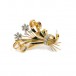 Brosche Nadel Blume Blüten mit Altschliffdiamanten in 18 Kt. 750 Gold antik