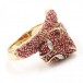 Ring Pantherring mit Rubine Brillanten in 14 Kt 585 Gold Diamanten 60 top!