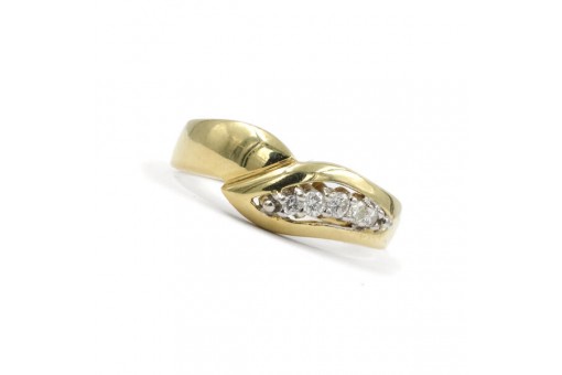 Ring mit 5 Brillanten Diamanten 0,15 ct. in 14 Kt. 585 Gold Gelbgold Gr. 54