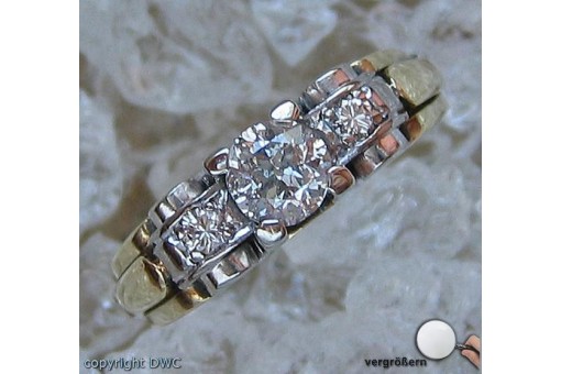 Ring mit Brillanten Brillant Diamant Diamantring in Gold 14 Kt 585 er 53 RAR!