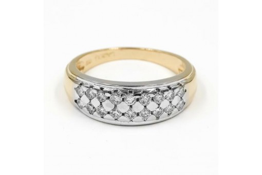 Ring mit 18 Brillanten Diamanten 0,54 ct. in 14 Kt. 585 Gold Damen 55 Edel!