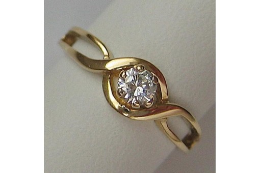 Ring mit Diamanten Brillanten Solitär in aus 14 Kt. 585 er Gold Grösse 47 top!