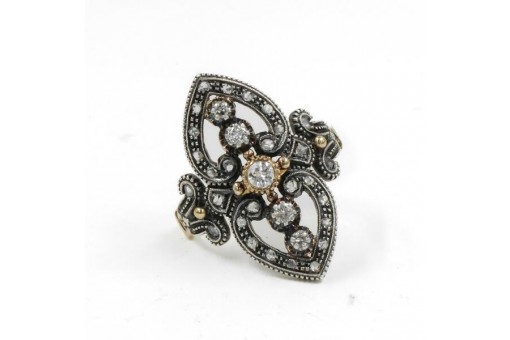 Ring mit Brillanten und Diamanten diamonds in 14 Kt. 585 Gold Gr. 59