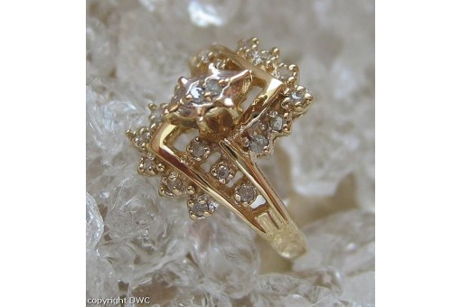 Ring mit Brillanten Diamanten antik in aus 10 Kt. 416 er Gold  51 Ringe RAR