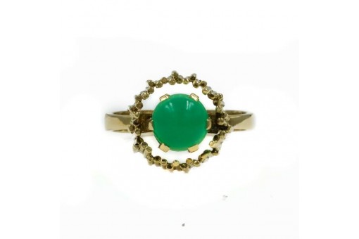 Ring mit Chrysopras Stein in 14 Kt. 585 Gold Gelbgold Gr. 57