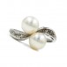 Ring mit Perlen und 4 Diamanten 0,04 ct. in 18 Kt. 750 Weißgold Gr. 54