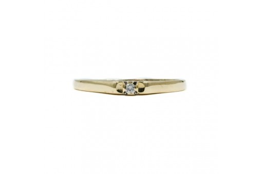 Ring mit Brillant Diamant Solitär 0,03 ct. in 14 Kt. 585 Gold Gr. 58