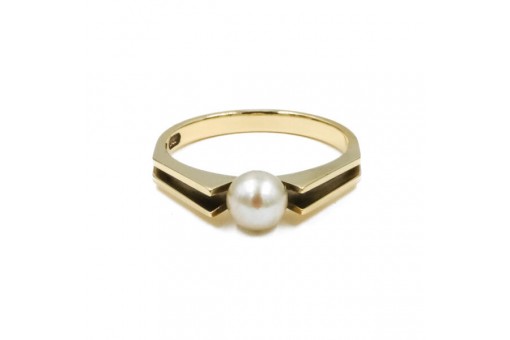 Ring mit Perle Perl in 8 Kt. 333 Gold Gr. 55 pearlring Finger Gr. 55
