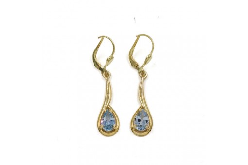 1 Paar Ohrringe Ohrhänger mit Blautopas 8 Kt. 333 Gold earrings Damen