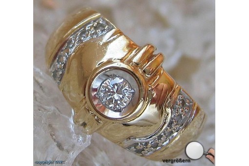 Ring mit Brillanten Brillant Diamant Diamanten in 14 Kt. 585 er Gold 54 RAR