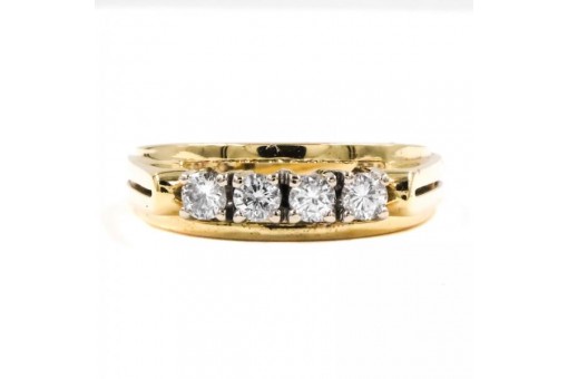 Ring mit 4 Brillanten Diamanten 0,36 ct. in 14 Kt. 585 Gold Grösse 55 RAR!