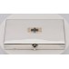 Prunkvolle Schminkdose Puderdose in 935er Silber mit Safiren compact silver box