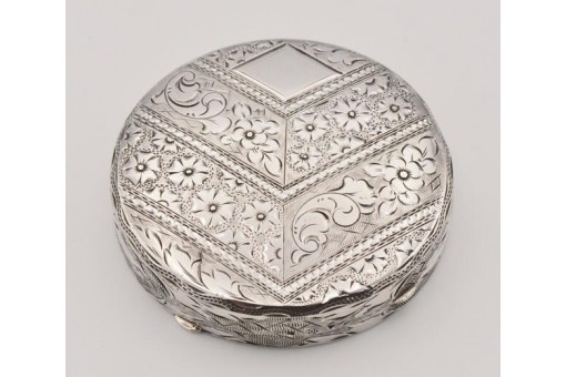 Silberdose Pillendose in 900 er Silber powder compact silver antik