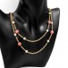 Kette Collier mit Rosenquarz und Perlen aus 585 14kt Gelbgold Pearl Länge 88 cm