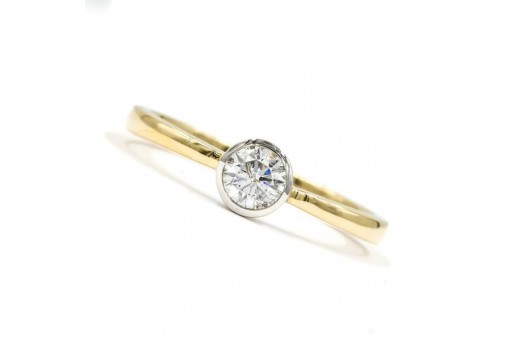 Ring mit Brillant Solitär Diamant 0,50 ct. in 14 Kt. 585 Gold Finger 63 Edel!