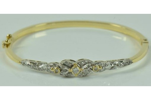 Armreif Armband mit Brillanten Diamanten 18 Kt. 750 Gold antik Tracht