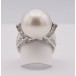 Ring mit Perle und 68 Brillanten Diamanten 3,0 ct. in 18 Kt. 750 Gold Gr. 52