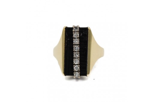 Ring CHRISTIAN BAUER mit 8 Brillanten & Onyx 0,32 ct. in 14 Kt. 585 Gold Gr. 52