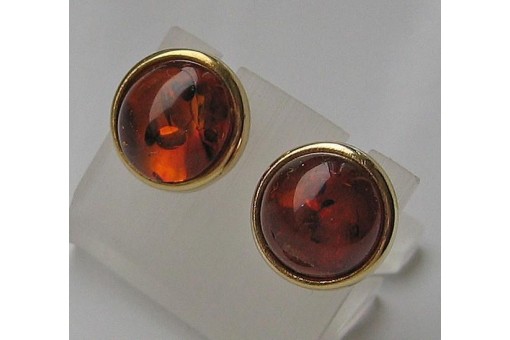 Ohrringe Ohrstecker mit Bernstein Amber in aus 8 Kt. 333 er Gold earrings