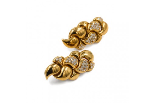 1 Paar Ohrringe Ohrhänger mit 56 Brillanten 1,4 ct Diamanten  in 18Kt. 750 Gold