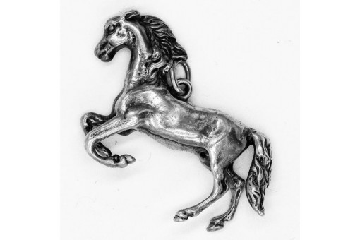 Anhänger Pferd 800 er Silber Gaul Galoppierend Hobby Reiten Stehend Antik!