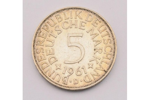 Münze Silber 5 Mark Silberadler BRD 1961 D Jäger 387  16879
