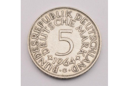 Münze Silber 5 Mark Silberadler BRD 1964 G Jäger 387  16880