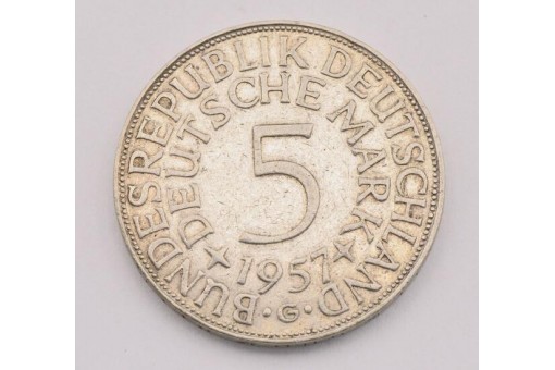 Münze Silber 5 Mark Silberadler BRD 1957 G Jäger 387  16877