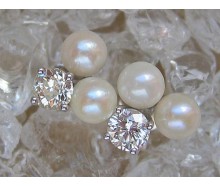 Ohrringe in 14 Kt 585 Gold mit Diamanten Brillanten Solitär Perlen Perle 