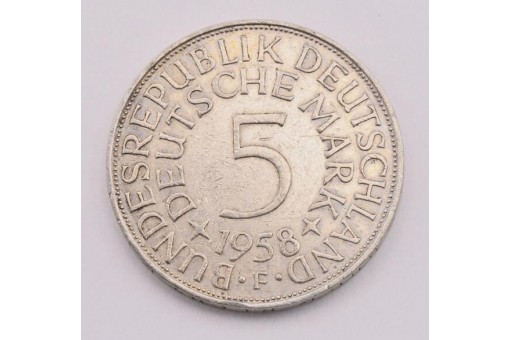 Münze Silber 5 Mark Silberadler BRD 1958 F Jäger 387  16882