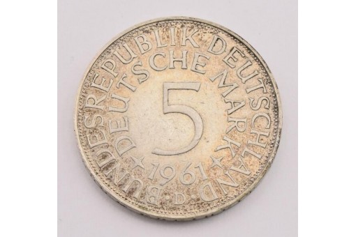 Münze Silber 5 Mark Silberadler BRD 1961 D Jäger 387  16883