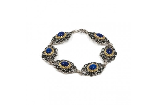 Armband mit Lapislazuli in 925 Silber Tracht Länge 19 cm top!