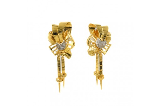 1 Paar Ohrringe Ohrhänger mit Brillanten Diamanten in 18 Kt 750 Gold