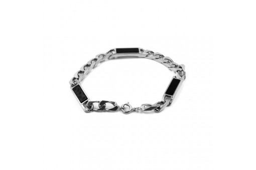 Armband in 835 Silber Silver Brecelet mit Onyx Panzer Design Länge 18 cm top!