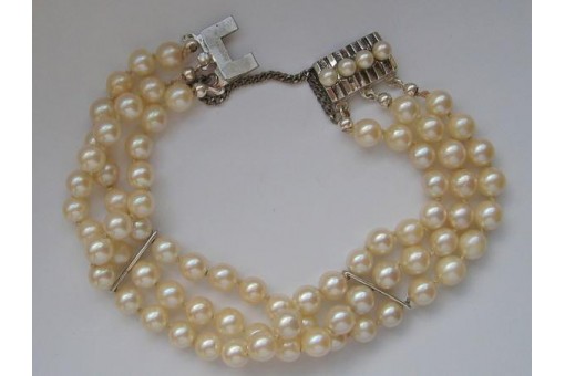 3 reihiges Perlenarmband mit 835 er Silber Armband mit Perlen Pearl 