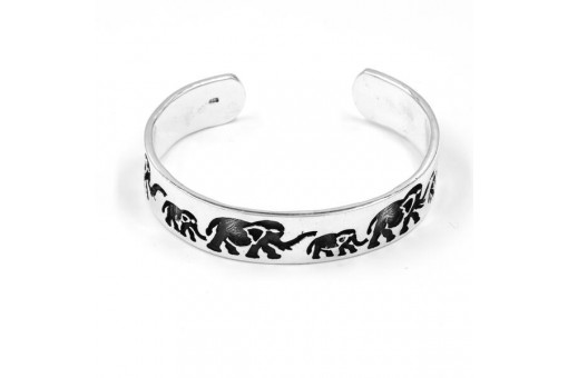 Armspange mit Elefanten in aus 925 er Silber Sterling Armreif massiv Bracelet
