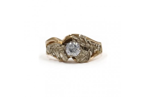 Damen Ring mit Zirkonia in 14 Kt. 585 Gold Eichenlaub Tracht Gr. 55