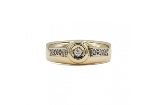 Ring mit 7 Brillanten Diamanten 0,11 ct. in 14 Kt. 585 Gold Gr. 53