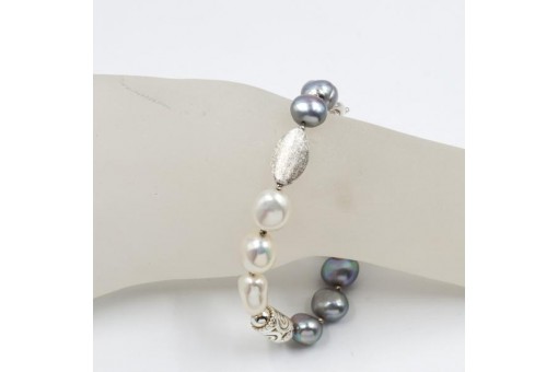 Armband mit Perlen pearls in aus 925 Sterling silber silver Länge 20 22,5 cm